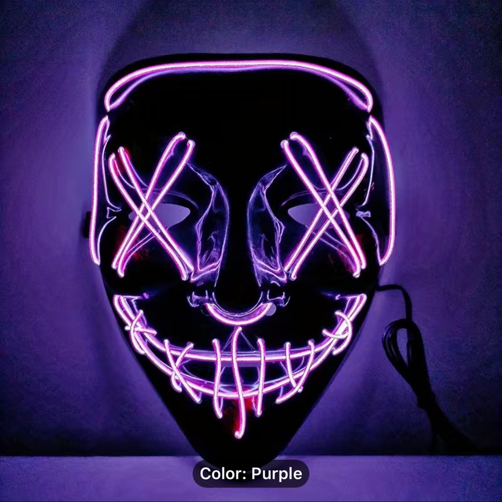 LED The Purge Mask For Halloween Glows in Dark Party Raves Halloween Cosplay NEW